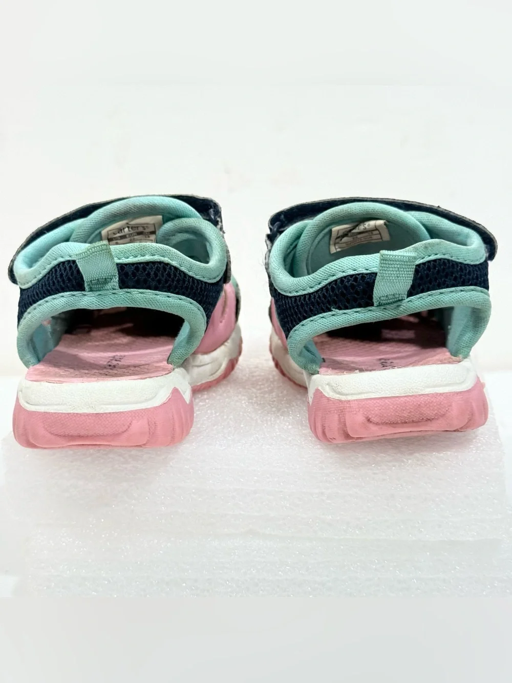 Carter's Navy Pink Aqua Kids Sport Sandals Water Shoes Size 6 Toddler Easy Pleas